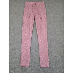 Gymshark Womens XS Ribbed Knit Leggings Marled Pink High Rise Drawstring Pants